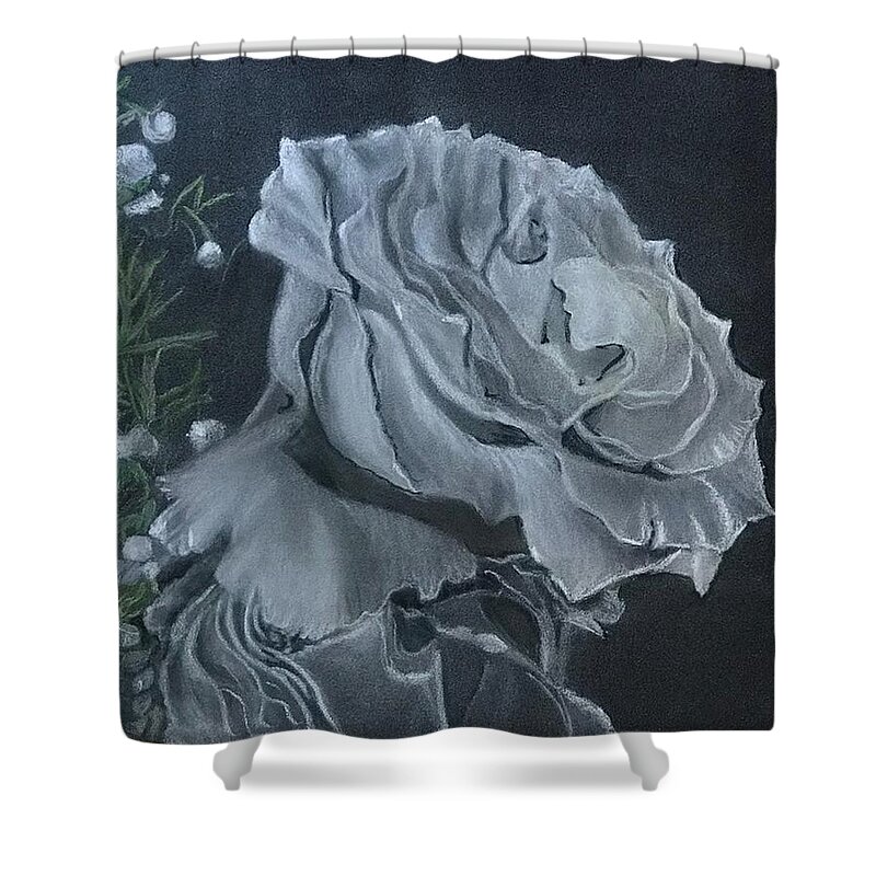 Black And White Shower Curtain featuring the pastel Celebrate Life by Juliette Becker