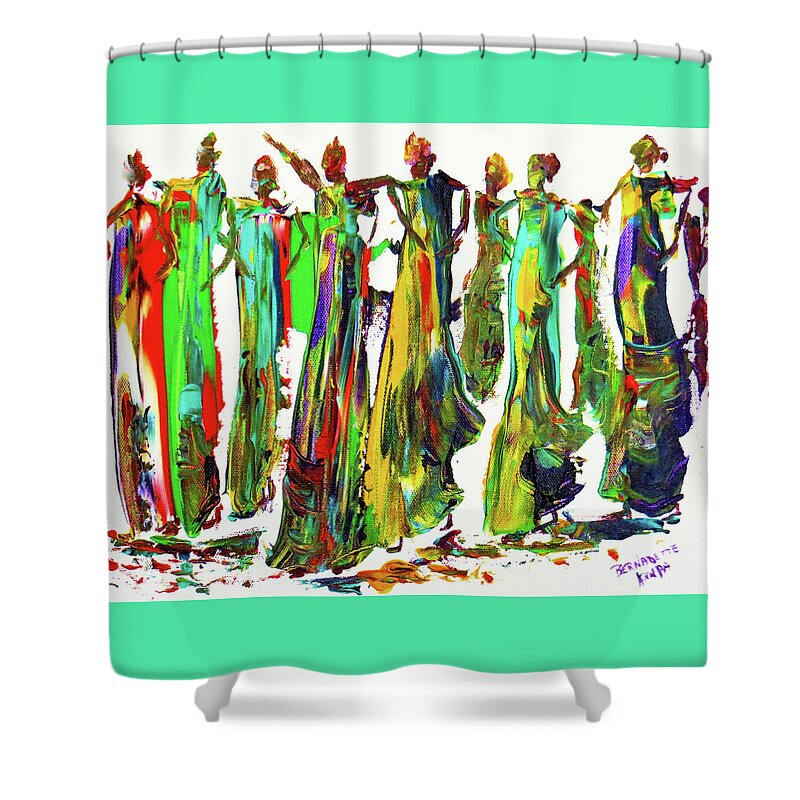 Ladies Shower Curtain featuring the painting Celebration by Bernadette Krupa