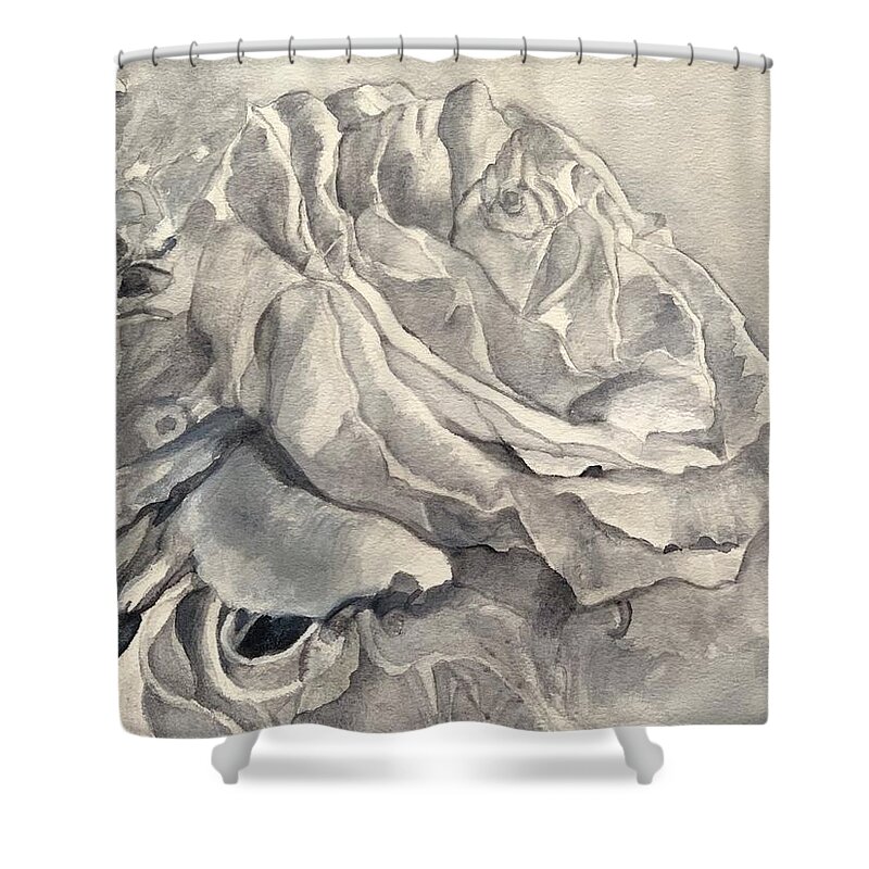White Rose Shower Curtain featuring the painting Celebration of Life by Juliette Becker