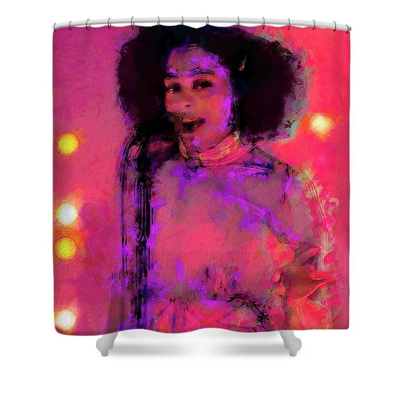 Celeste Shower Curtain featuring the mixed media Celeste by Mal Bray