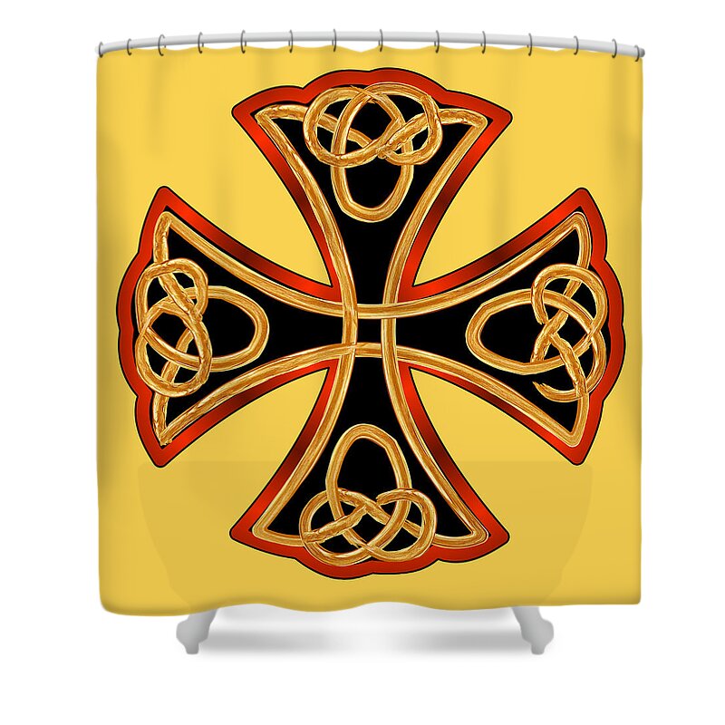 Britian Shower Curtain featuring the photograph Celtic Cross In Yellow by Theresa Tahara