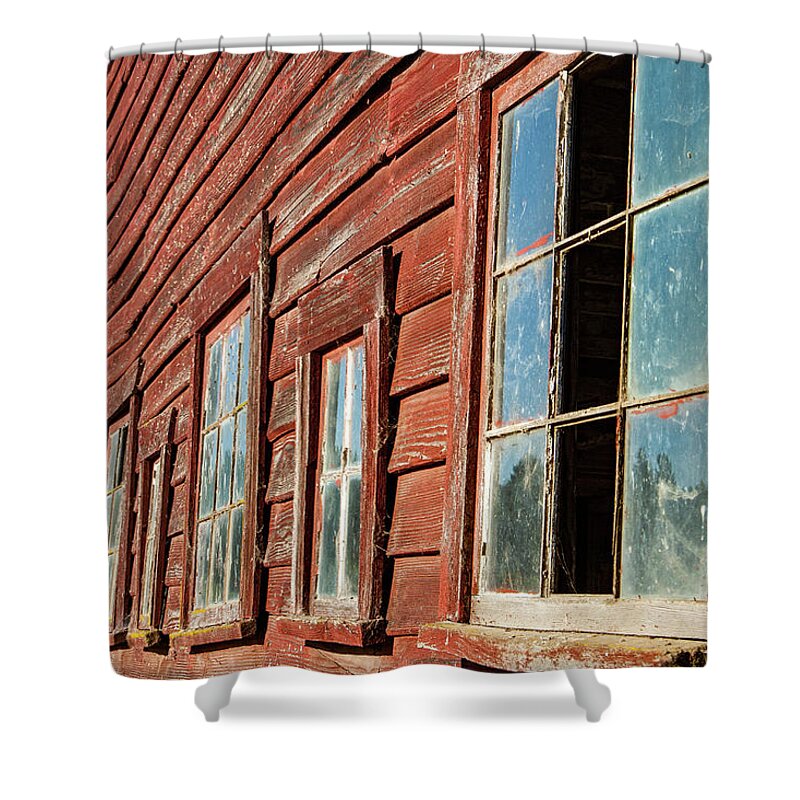 Rust Shower Curtain featuring the photograph Remembering a Century Old Red Barn by Leslie Struxness