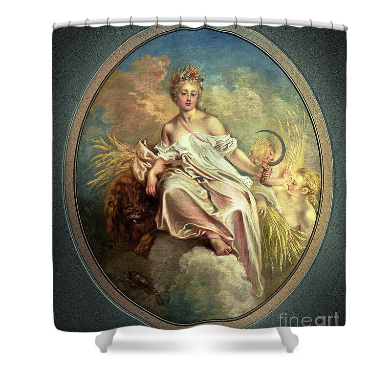 Ceres Shower Curtain featuring the painting Ceres by Antoine Watteau Old Masters Reproduction by Rolando Burbon