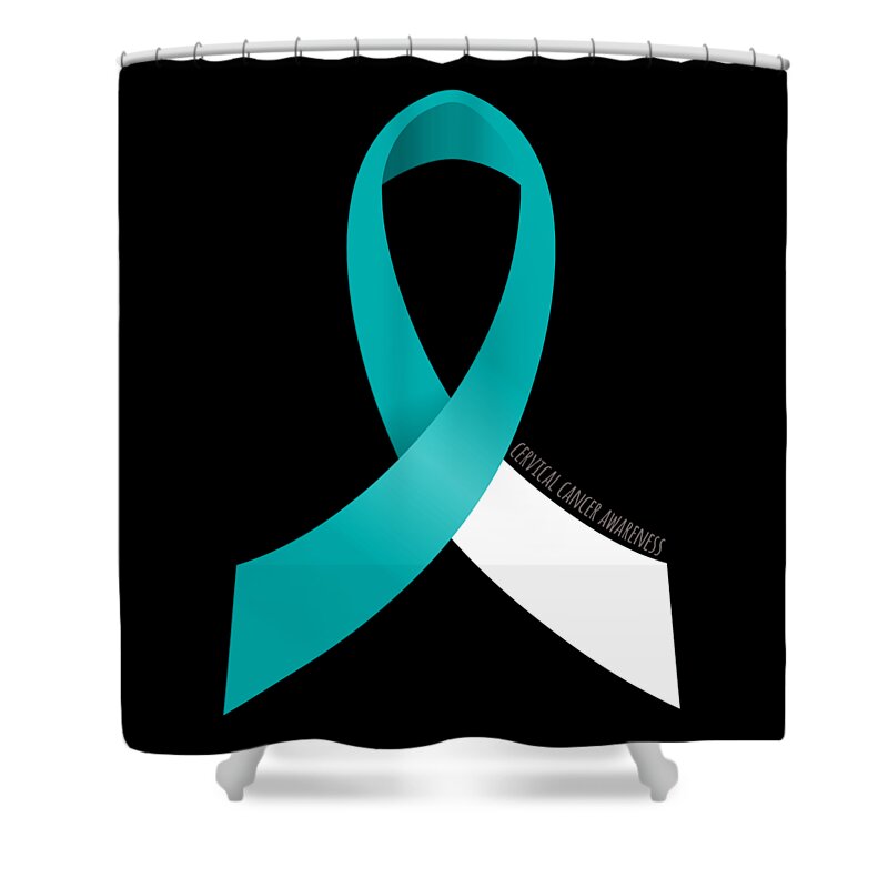 Awareness Shower Curtain featuring the digital art Cervical Cancer Awareness Ribbon by Flippin Sweet Gear
