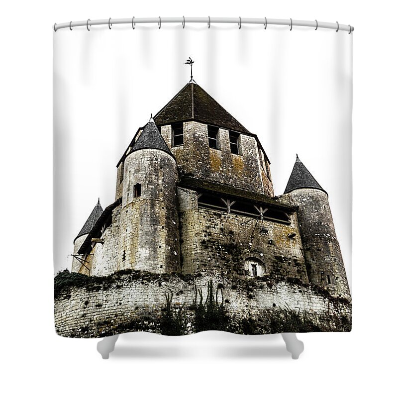 Architecture Shower Curtain featuring the photograph Cesar tower isolated on white by Fabiano Di Paolo