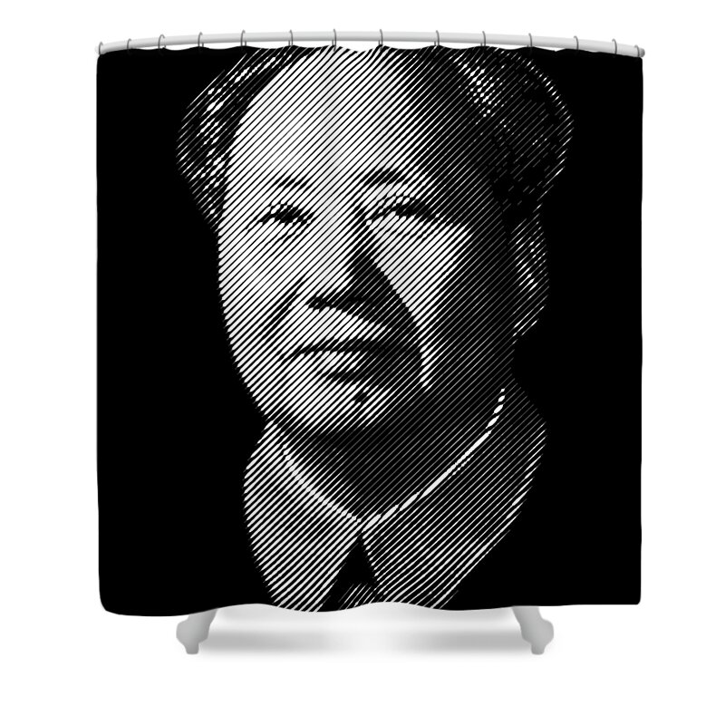 Mao Shower Curtain featuring the digital art Chairman Mao Zedong, portrait by Cu Biz