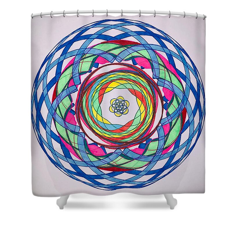 Blue Shower Curtain featuring the drawing Chakra Series #7 by Steve Sommers