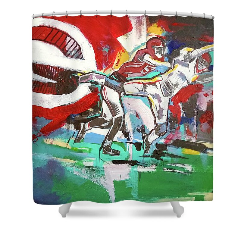 Champion Catch Shower Curtain featuring the painting Champion Catch by John Gholson