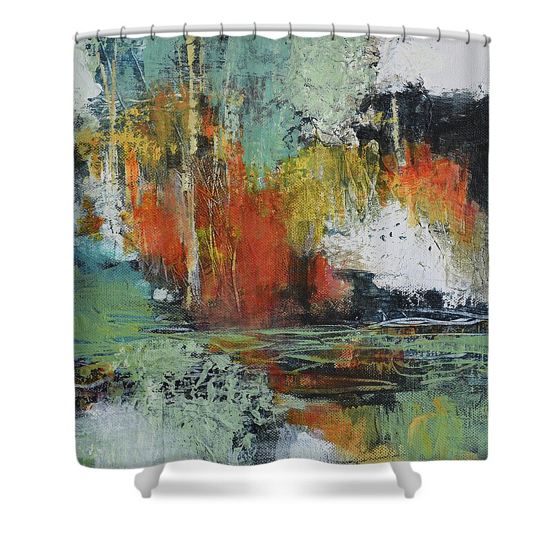 Contemporary Landscape Shower Curtain featuring the painting Change of Season 2 by Melody Cleary