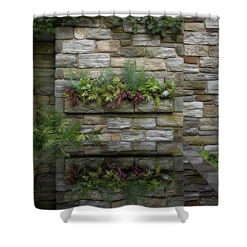 Garden Shower Curtain featuring the photograph Chanticleer Reflections by Kristia Adams
