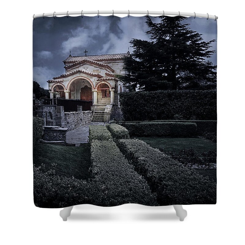 Greece Shower Curtain featuring the photograph Chapel by M Kathleen Warren