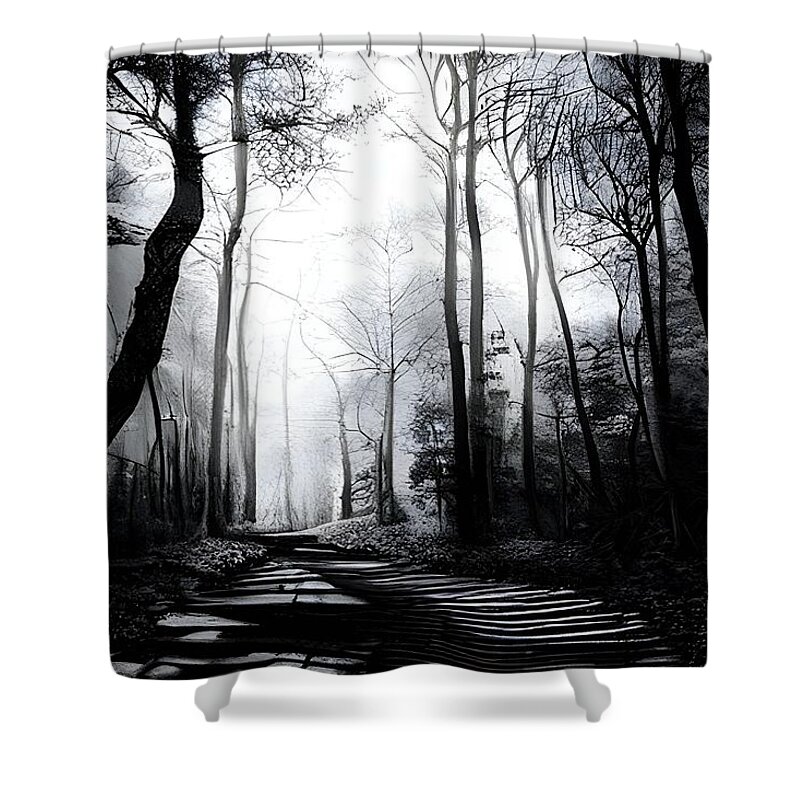 Digital Shower Curtain featuring the digital art Charcoal Forest by Beverly Read
