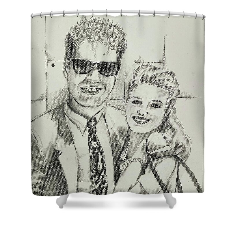 Charcoal Pencil Shower Curtain featuring the drawing Charcoal Portrait 2 by Judy Swerlick
