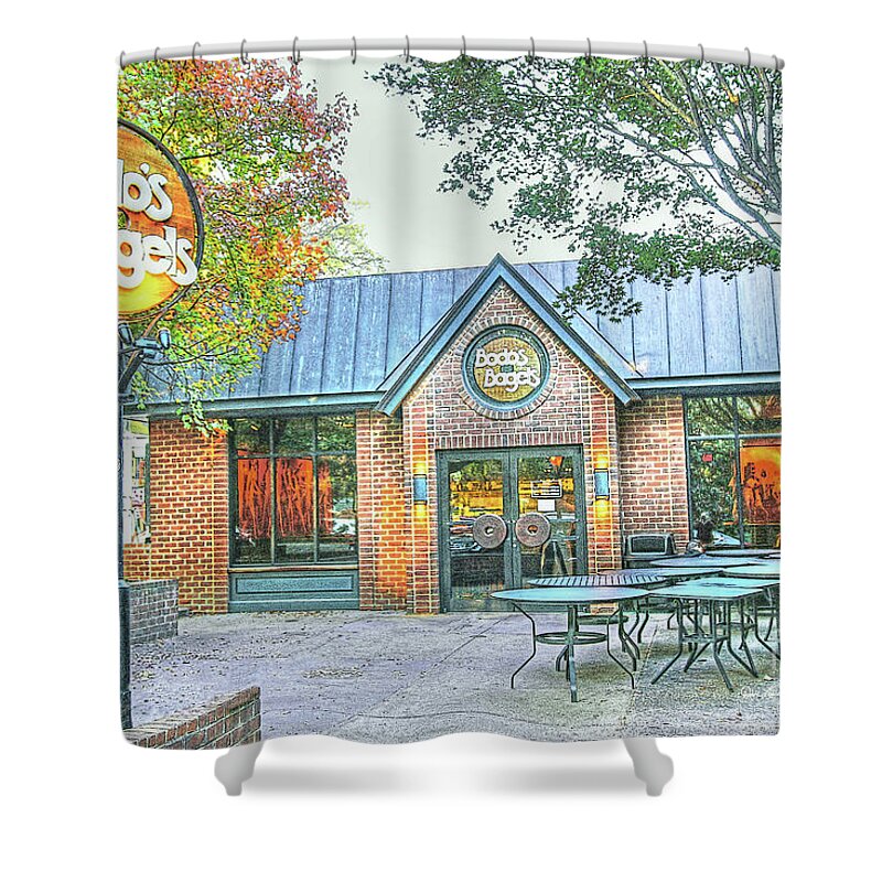 Vmi Shower Curtain featuring the photograph Charlottesville VA - Bodo's Bagels - UVA - The Corner - University Of Virginia by Dave Lynch