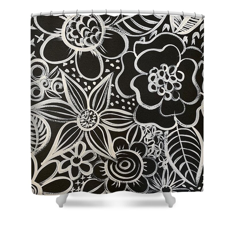Floral Shower Curtain featuring the painting Charmed II by Monica Martin