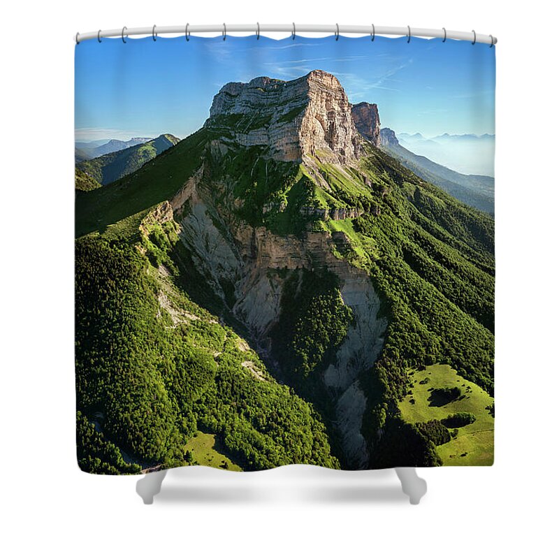 Chartreuse Shower Curtain featuring the photograph Chartreuse - the Dent de Crolles mountain by Olivier Parent