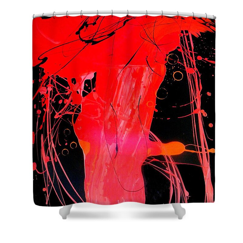 Abstract Art Shower Curtain featuring the painting Chasin the bird by Pearlie Taylor