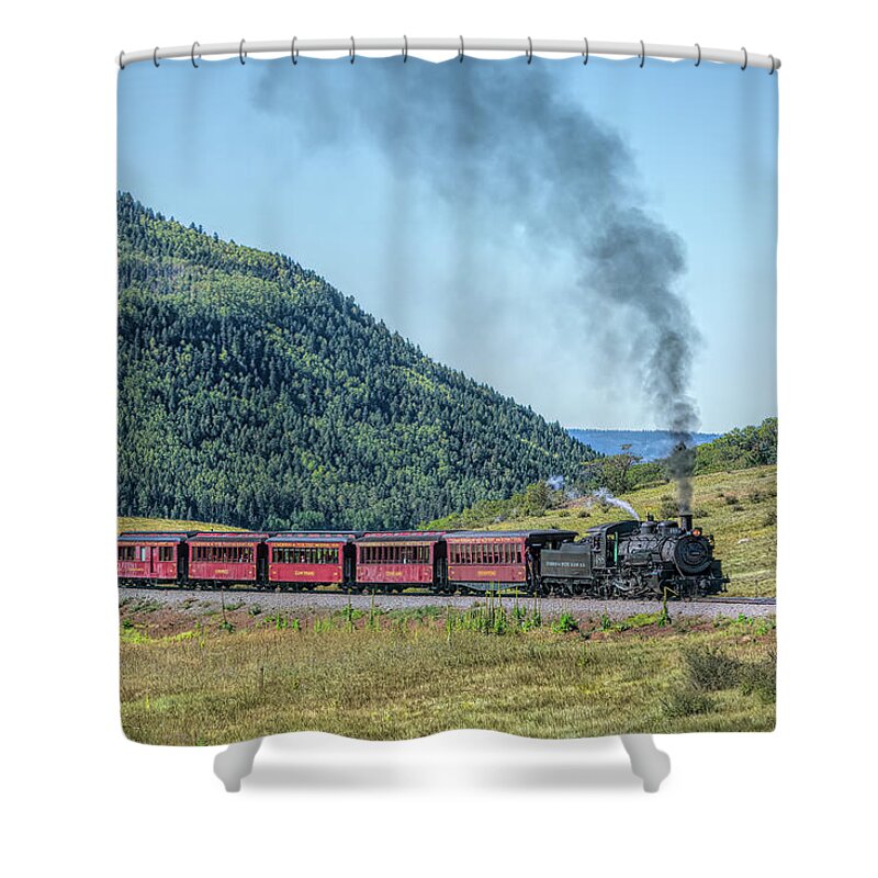 Chama Shower Curtain featuring the photograph Chasing the Cumbres and Toltec by Debra Martz