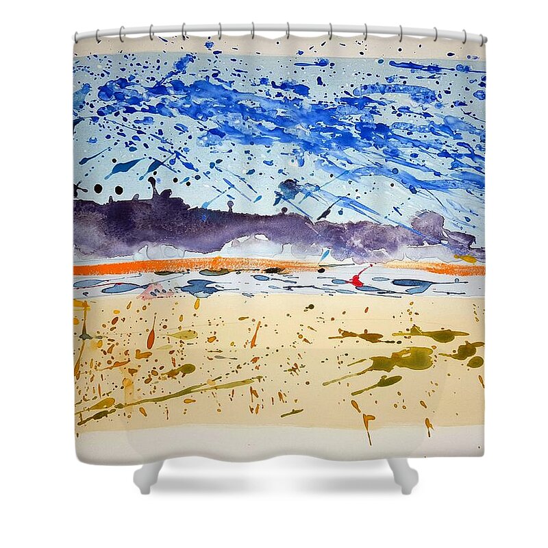 Watercolor Shower Curtain featuring the painting Chatham Harbor by John Klobucher