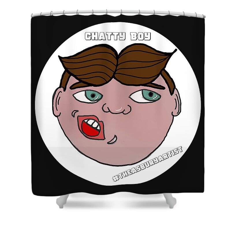 Tillie Shower Curtain featuring the drawing Chatty Boy by Patricia Arroyo