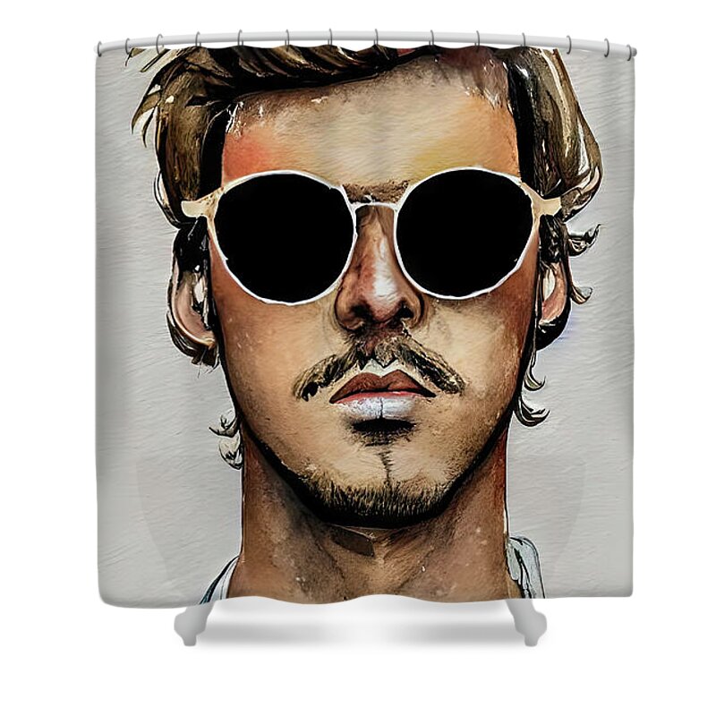 Wall Art Shower Curtain featuring the painting Cheap Sunglasses 17 by Bob Orsillo
