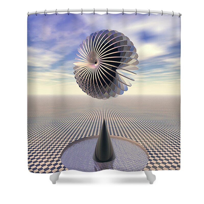 Gravity Shower Curtain featuring the digital art Checkers Landscape by Phil Perkins