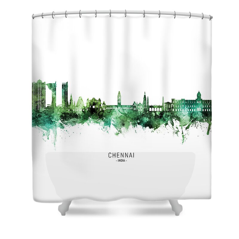 Chennai Shower Curtain featuring the digital art Chennai Skyline India #53 by Michael Tompsett