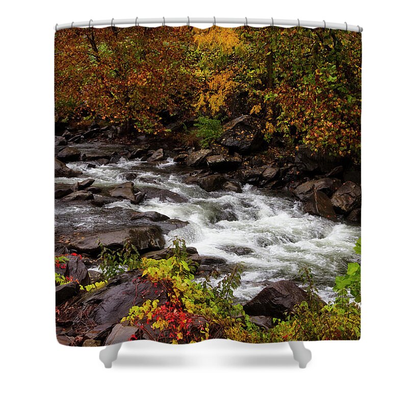 Carolina Shower Curtain featuring the photograph Cheoah River Cascades by Debra and Dave Vanderlaan
