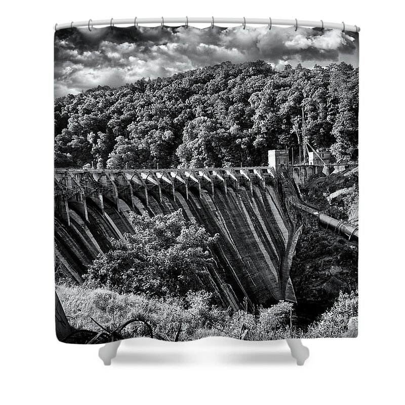 North Carolina Shower Curtain featuring the photograph Cheoah River Dam 2 by Phil Perkins