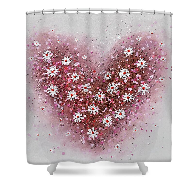 Heart Shower Curtain featuring the painting Cherished by Amanda Dagg
