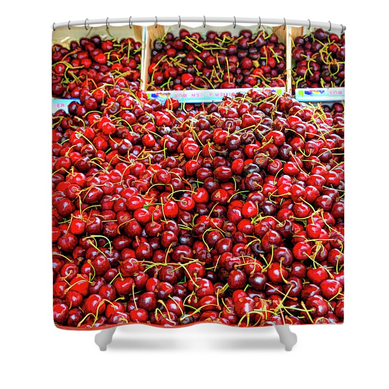 Cherry Shower Curtain featuring the photograph Cherries by the Bucketful-Digital Art by Steve Templeton