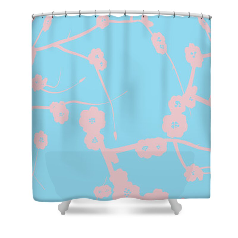 Easter Shower Curtain featuring the mixed media Cherry Blossom Easter Egg by Moira Law
