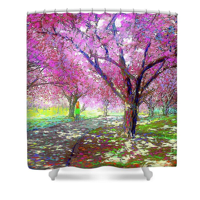 Landscape Shower Curtain featuring the painting Cherry Blossom by Jane Small