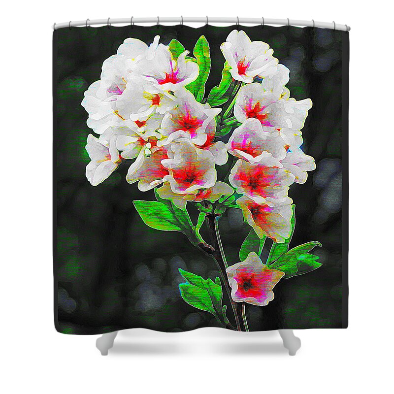 Macon Shower Curtain featuring the digital art Cherry Blossoms At Night by Rod Whyte