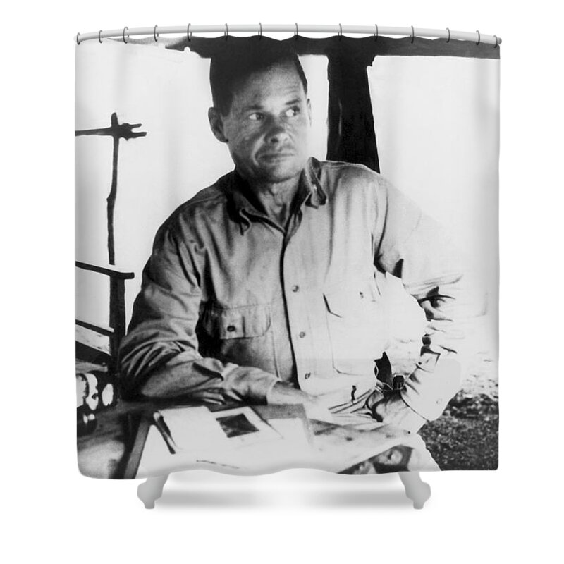 Chesty Puller Shower Curtain featuring the photograph Chesty Puller On Guadalcanal - WW2 1942 by War Is Hell Store