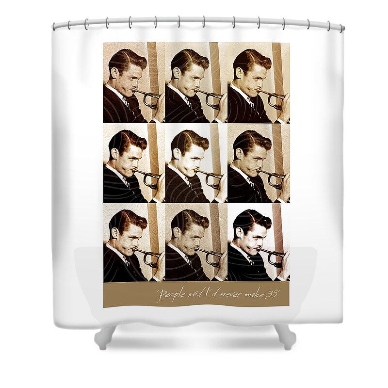 Chet Baker Shower Curtain featuring the digital art Chet Baker - Music Heroes Series by Movie Poster Boy
