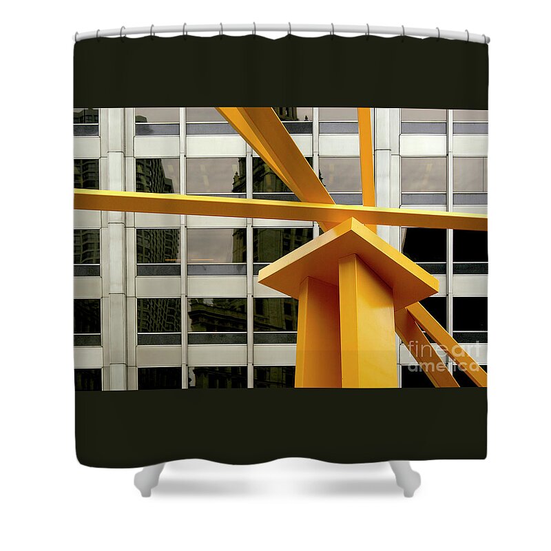 Building Shower Curtain featuring the photograph Chicago cityscape with abstract art by Gunther Allen