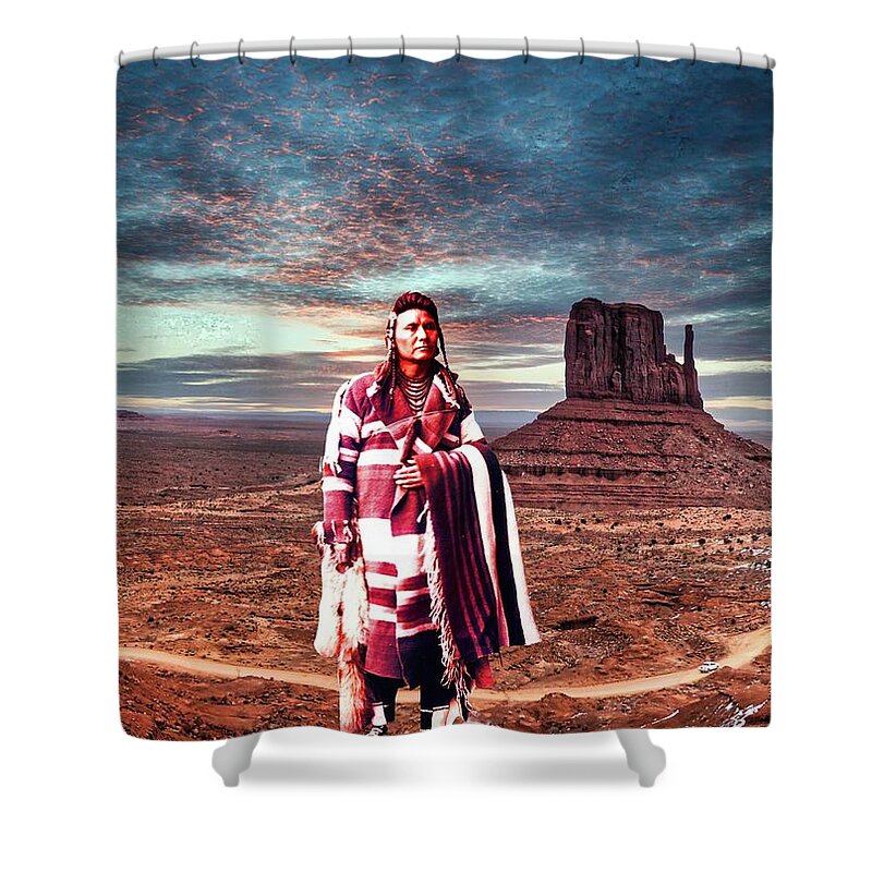 Chief Joseph Shower Curtain featuring the digital art Chief Joseph by Norman Brule