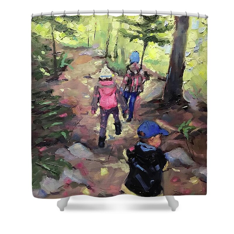 Children Shower Curtain featuring the painting Autumn Treasures by Ashlee Trcka
