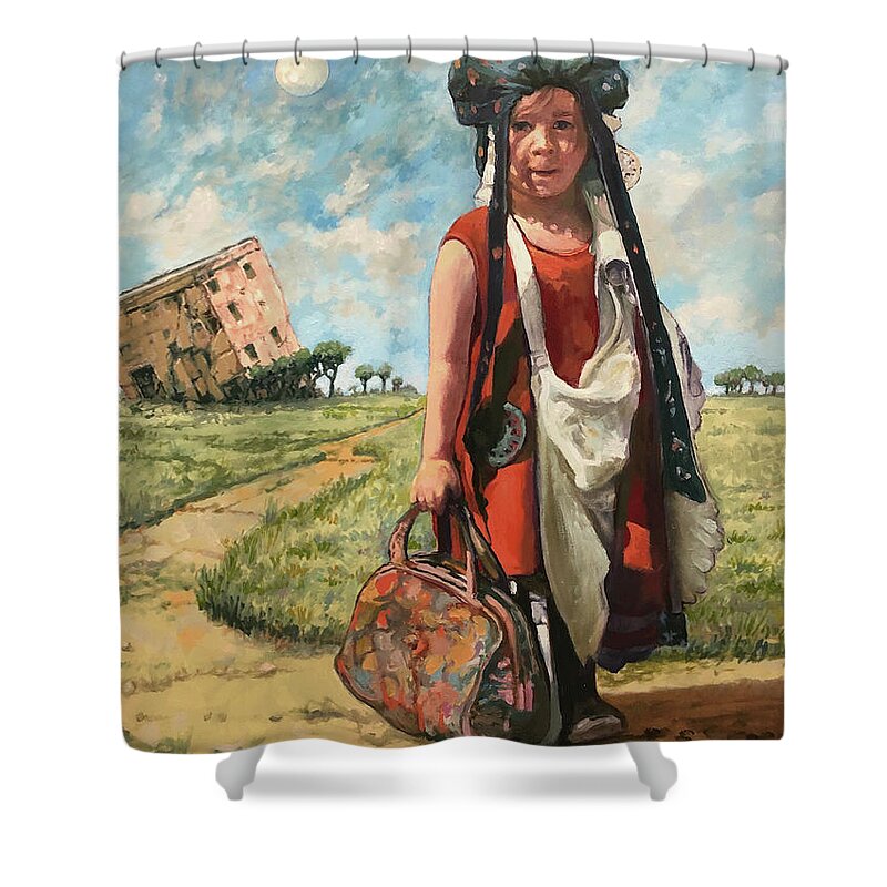 Children Shower Curtain featuring the painting Childhood by William Stoneham