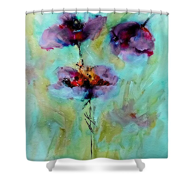 Watercolor Shower Curtain featuring the painting Chilly Floral Abstract Watercolor by Lisa Kaiser