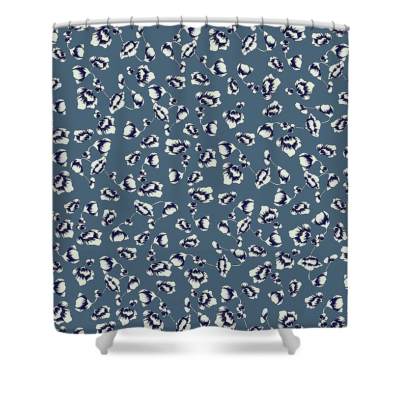 Floral Shower Curtain featuring the digital art Chinoiserie Blue Floral by Sand And Chi