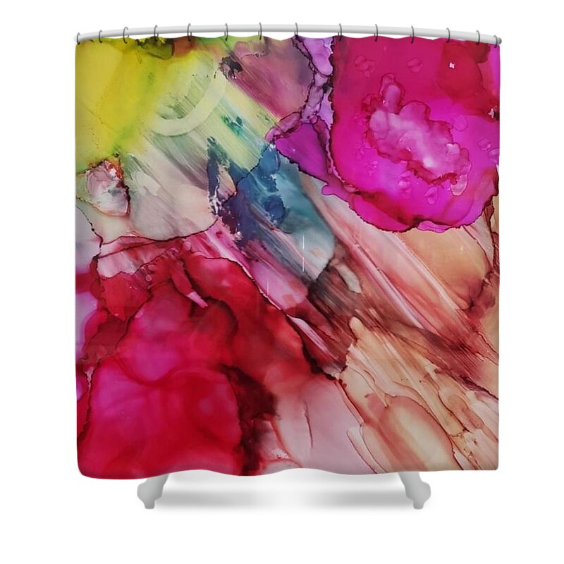 Abstract Shower Curtain featuring the painting Choices by Katy Bishop
