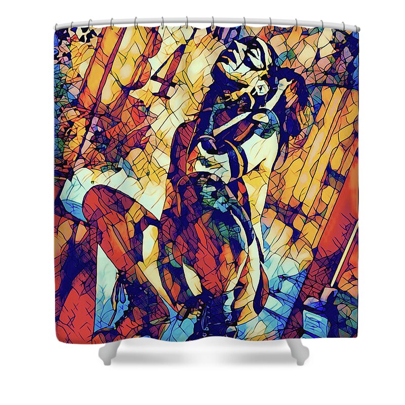 Dark Shower Curtain featuring the digital art Choke Stained Glass by Recreating Creation