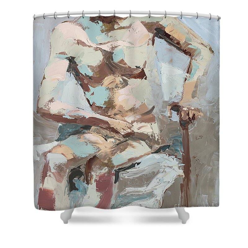 Impressionism Shower Curtain featuring the painting Chris's Chair by PJ Kirk