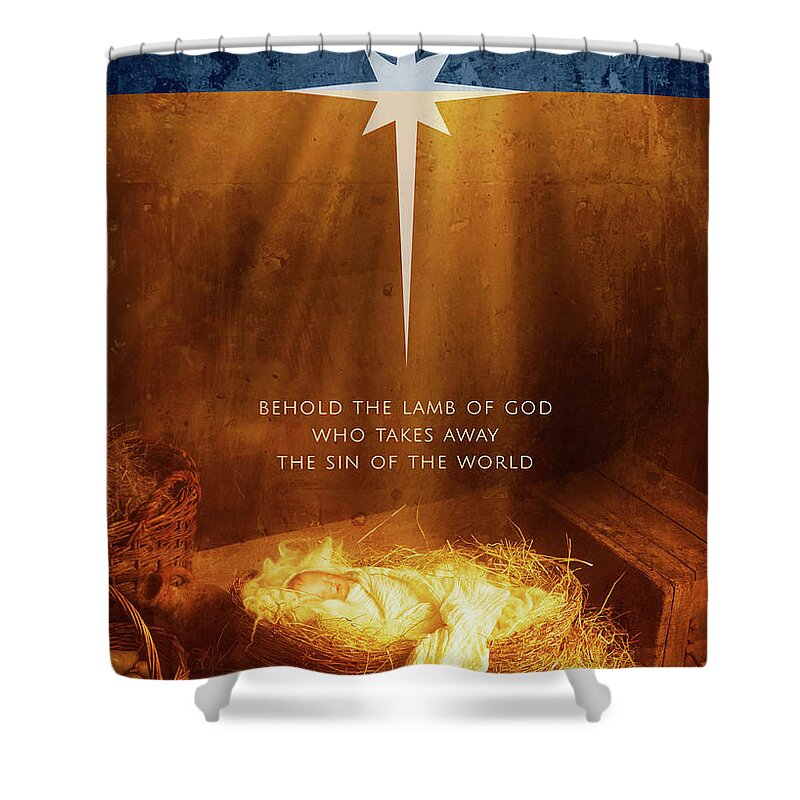 Jesus Shower Curtain featuring the digital art Behold the Lamb of God by Kathryn McBride