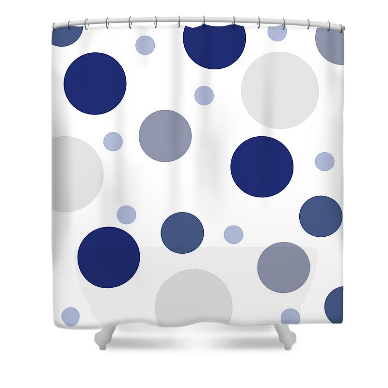 Christmas Shower Curtain featuring the digital art Christmas Blues Polka Dots by Amelia Pearn