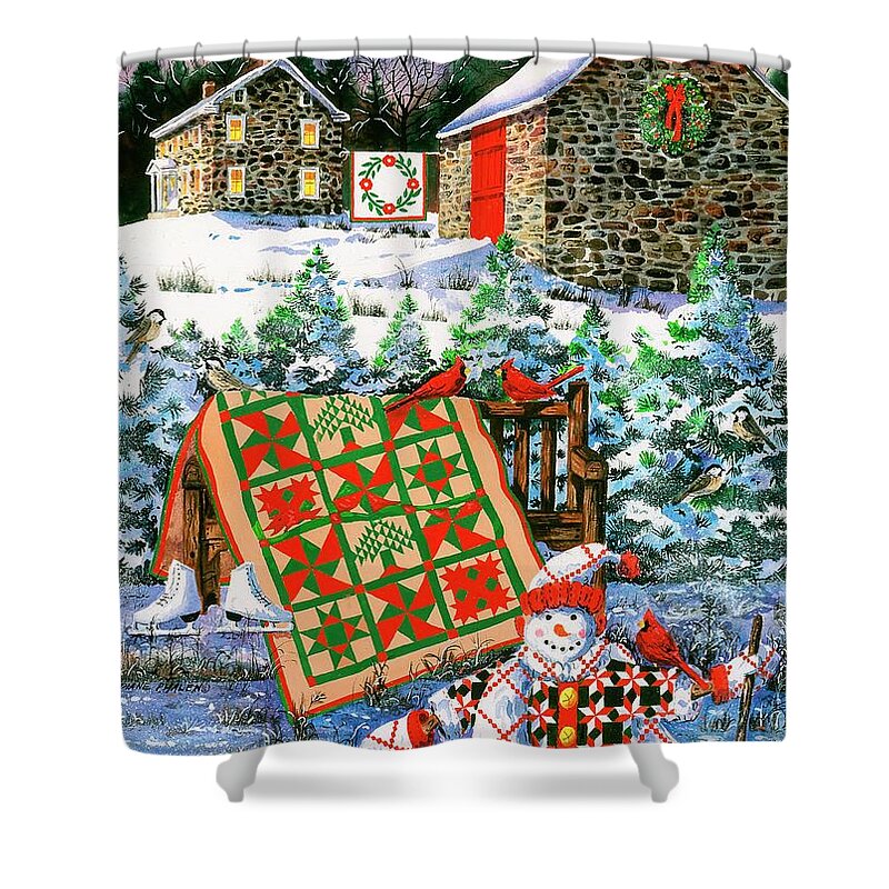 Christmas Shower Curtain featuring the painting Christmas Cheer by Diane Phalen