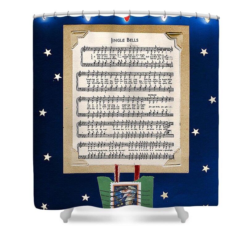 Christmas Shower Curtain featuring the mixed media Christmas Collage by Steve Karol