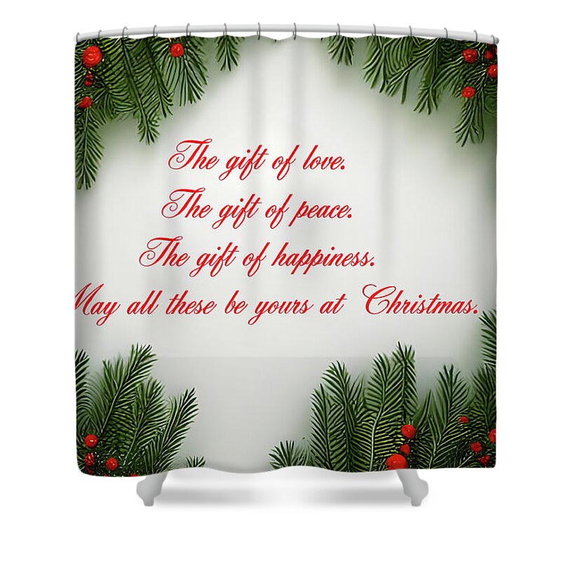 Digital Christmas Greeting Card Shower Curtain featuring the digital art Christmas Greeting Card by Beverly Read